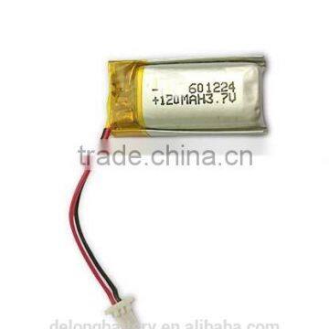 shenzhen factory price 3.7V Lipo Battery 601224-120mAh for Bluetooth /MP3/ MP4