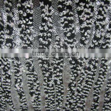 classic black and white spangle sequin embroidery knitted fabric for dress