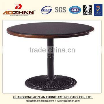 cast iron base wood top round dining table