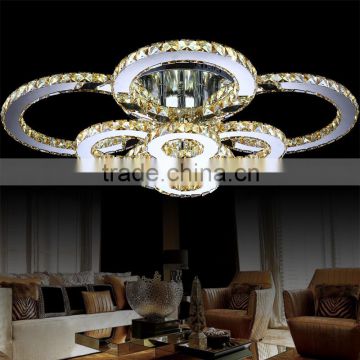 Large Crystal Ceiling Lamp for Hotel 8 Lights 90W Modern Ceiling Lights