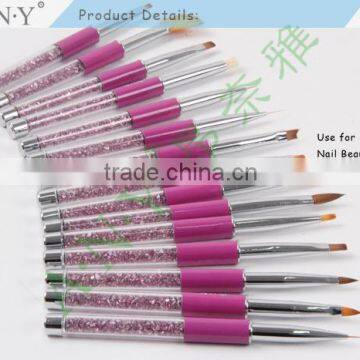 ANY Nail Art Beauty Extension UV Gel Nails Design Metal Handle Oval Nylon Hair Nail Art Brush