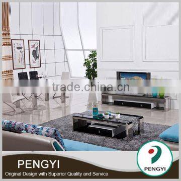 fancy design Stainless steel base living room furniture lcd tv stand design