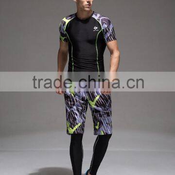 2016 Compression Tights Running Set Men Quick Dry Sports Suit Gym Wear Fitness Short Sleeve T-shirts Shorts photo-6