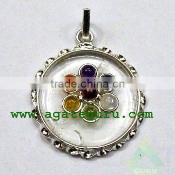 7 Chakra Crystal Quartz Disk Pendent