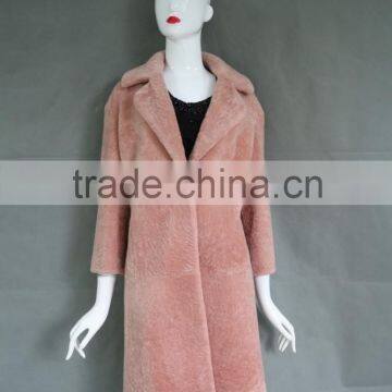 pink color fashion trend lamb skin sheep shearling fur coat of womens with cheap price                        
                                                                                Supplier's Choice