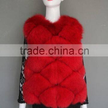 2016 new designer fashion real fox vest small square pattern waistcoat fashion girls winter coat for 2016