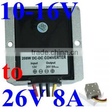 dc voltage regulator 10-16V 12V 15V step up to 26V 8A 208W boost converter power supply module waterproof for Bus LED