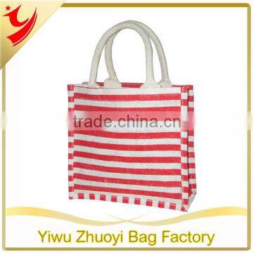 Wholesale Red Stripe Canvas Christmas Gifts Bag With Webbing Handle