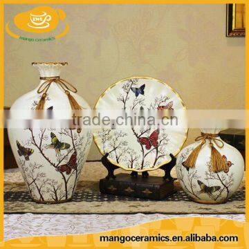 Chaozhou European three piece suit ceramic vase home decoration
