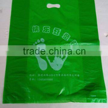 Plastic Green Color HDPE Die Cut Handle Bag For Baby Clothes Retail Shop