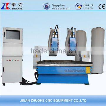 4*8 feet 1325 Double Spindles 3D CNC Engraver With Air Cylinder for Z Holding Original NcStudio Dust Collector ZK-1325