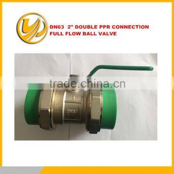 2" DN63 model LX1007 ball valve ,full flow double PPR connection flat lever