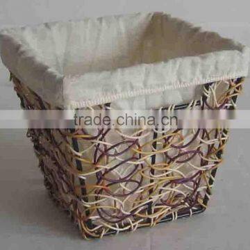 NEW crazy weaving laudry basket, iron frame inside, handicraft Vietnam