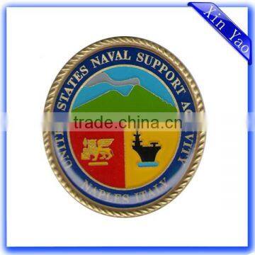 Promotional custom made metal brushed anti copper plating coin