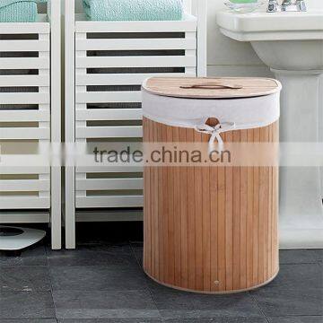 Foldable Bamboo Woven Laundry Basket With Cover photo-2
