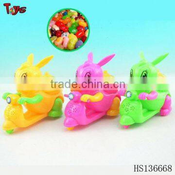 cheap pull line motorcycle rabbit candy toy