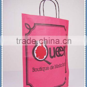 Eco Friendly&economic Red Printed Kraft Paper Bag With Twisted Patch Handle for Costemic photo-2