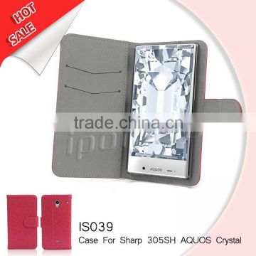 Hot new products for 2015 leather flip phone case for Sharp Aquos Crystal