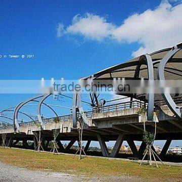 PTFE tensioned fabric architecture membrane structure top cover for Railway Coach station in Taiwan
