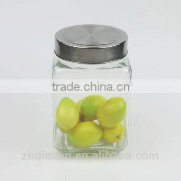 Outstanding Square Shape Glass Storage Jar With Metal Cover photo-3