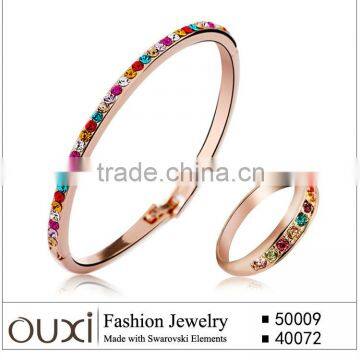 OUXI High quality Latest design gold plated crystal beads bridal fashion jewelry set S-2066