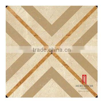 Glazed polished beige marble tile of modern style cruciform