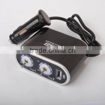 2 way car sockets with USB and switch