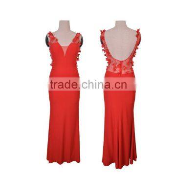 Newest hot sale style sexy manual nail bead evening dress 2016