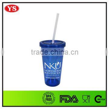 600 ml single wall tumbler w/straw