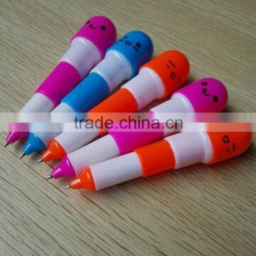 New Products to Sell Cute Face Capsule Ballpen Popular Style Wood Novelty Pen