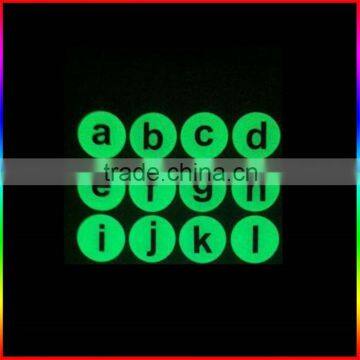 glow in the dark number epoxy stickers in round shape