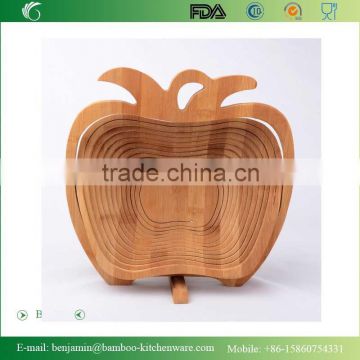 BK003/Hot Sale Pineapple Shape Floding Bamboo Fruit Basket,Bamboo Food Basket