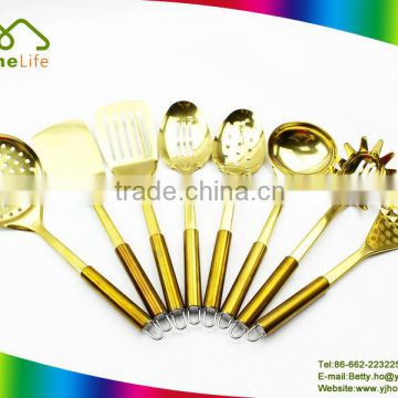 High quality gold color cooking tools staintless steel kitchen utensils set