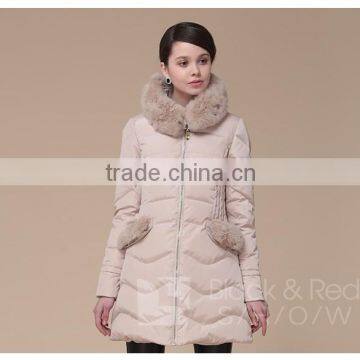 Down jacket with fur hood for winter female parka