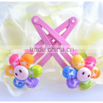 polymer style clay Kids Hair Clips Accessories Smiling Flower style hair clips