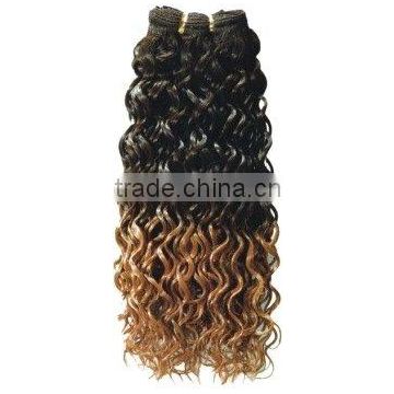 100% synthetic omber color afro curly hair weave, hair weft for braiding