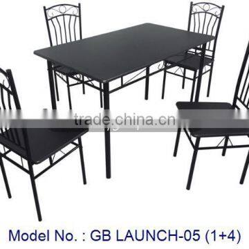 Black Colour Metal Dining Sets In 1+4 For Simple Home Indoor Furniture Malaysia