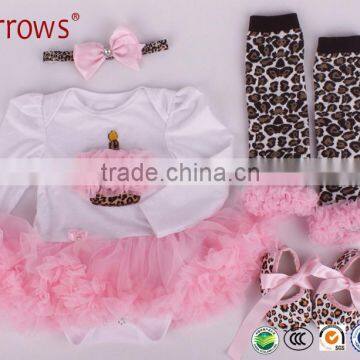 Baby Toddler Clothing in Lace Frock Designs Wholesale 4pcs Baby Clothing Sets Long Sleeve Baby Clothing