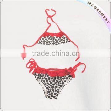 Red little flower printed swimwear for kids