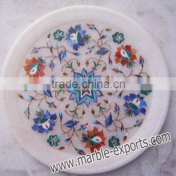 Marble Inlay Plate, Marble Inlay Round Plate