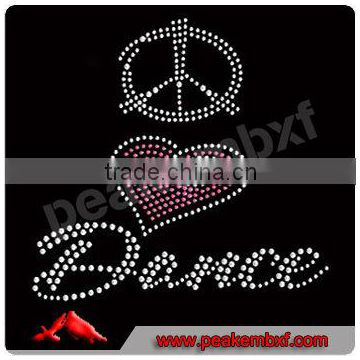 Beautiful decorative transfers peace love dance hotfix motif