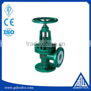 PN16 cast steel PTFE lined angle type globe valve