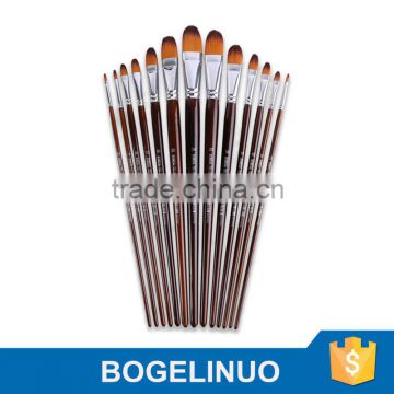 Bomega Professional Fine Art Brush Set Wholesale - 13 Pieces Golden Nylon Hair - Long Handle