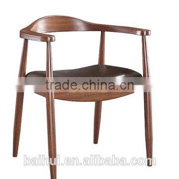 Manufacturer Hans Wegner Style Elbow Leather Bent Dining Side Wroght Restaurant Chair