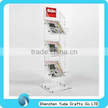 tall commercial floor magazine rack,outdoor magazine stand,magazine display stand acrylic