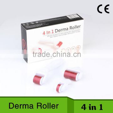 2015 NEW titanium microneedle roller 4 in 1 derma roller with desinfection tank