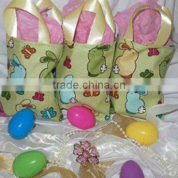 Funny Rabbit Printed Logo Gift Bags,Burlap Drawstring Easter Gift Bags photo-2