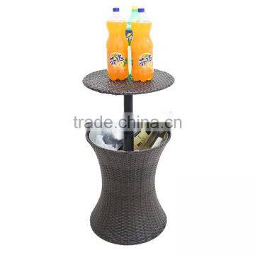 Outdoor PE Rattan Woven Wine or Beer Cooler Table Garden Patio Party Decorative Adjustable Design Bulk Ice Bucket photo-4