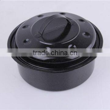 Kitchen Tool Black Round Enamel Shallow Baking Pan With Lid