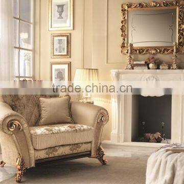 Elegant Italian Palace Style Upholstery Single Sofa Set With Cushions(MOQ=1 SET)